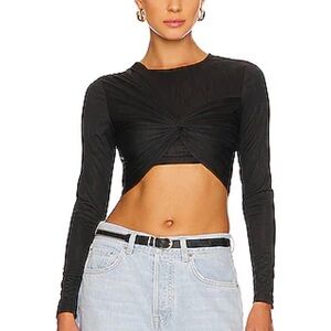 Superdown Black Twist Front Crop Top